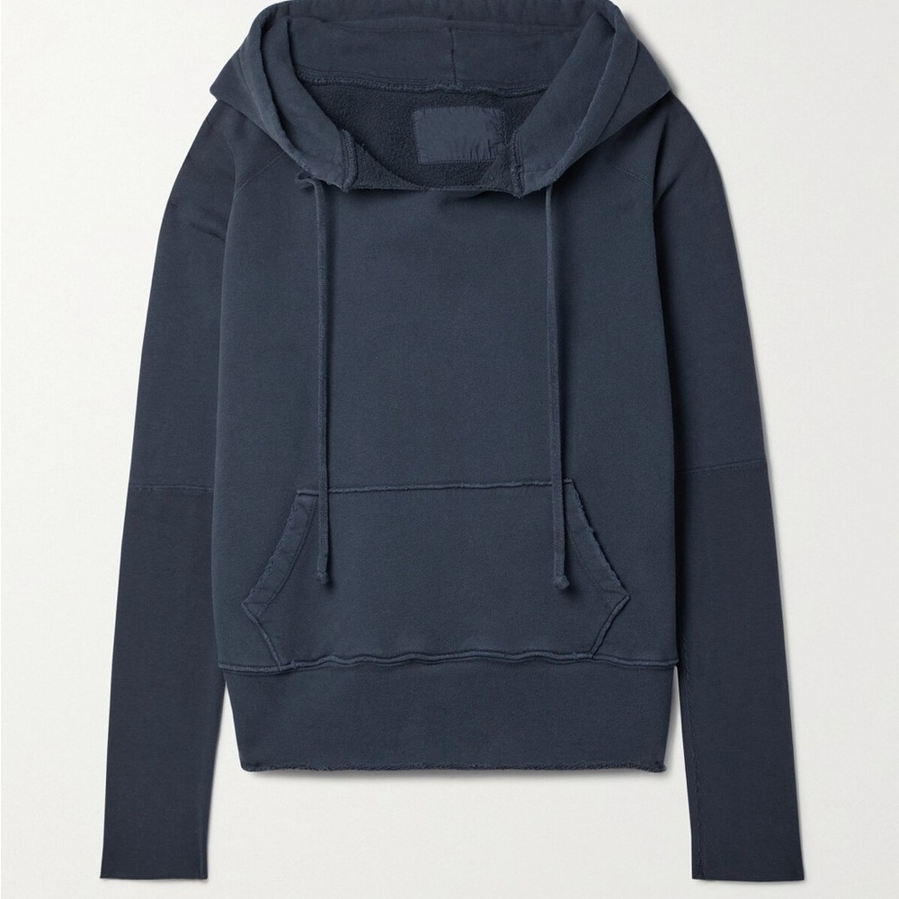 Nili Lotan Navy Blue Janie Distressed Cotton Hoodie - size S